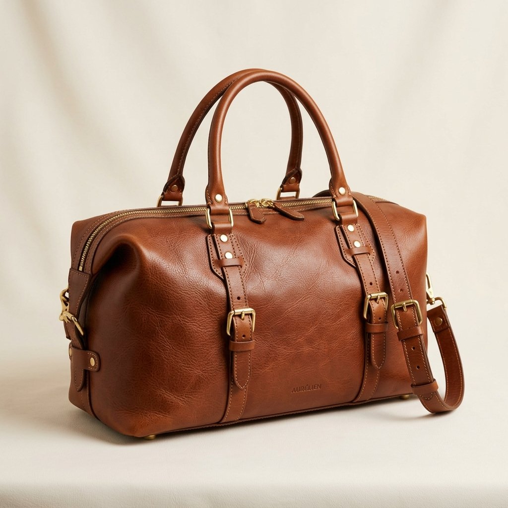 Cognac leather weekend bag